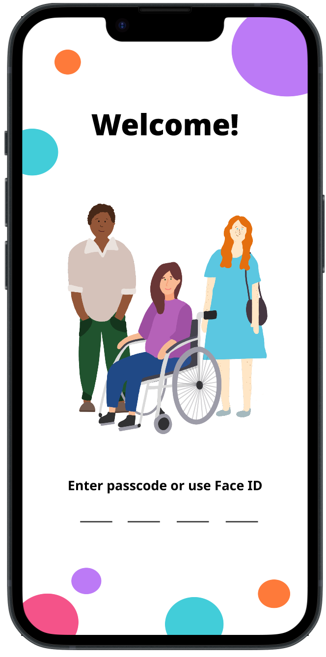 loading screen of app showing people with various physical disabilities